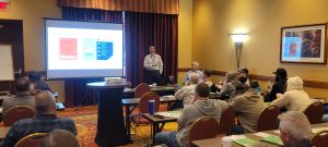 Hoover industry experts Chris Athari, Director of Architectural Solutions, and Jim Gogolski, Architectural/ Code Specialist, teach the course Wood: Fire Hazard and FRT Construction to Colorado Building Code Industry Professionals